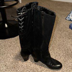 Leather Naturalizer N5 Comfort wide shaft full-zip heeled boots (7.5 W) EUC!